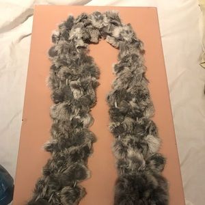 Brand new gray real fur scarf shawl
